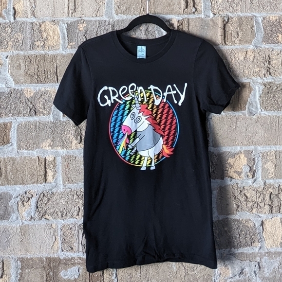 Green Day Rainbow Unicorn Graphic Tee Father of All Pacific Punk Indie - Picture 1 of 5